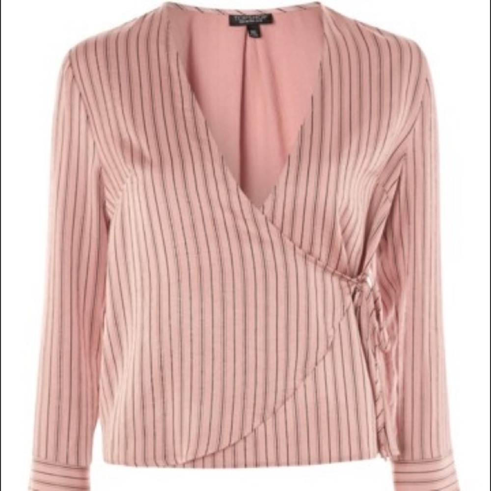 Topshop Rose Striped Wrap Blouse